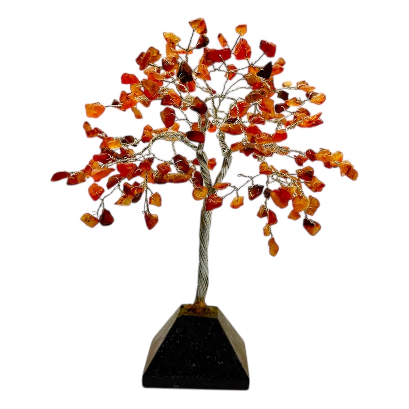 40% Off - 200 Bead Carnelian Tree on Black Tourmaline Stone Base